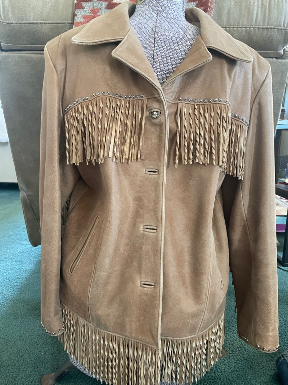Tribe America fringed suede jacket, lined